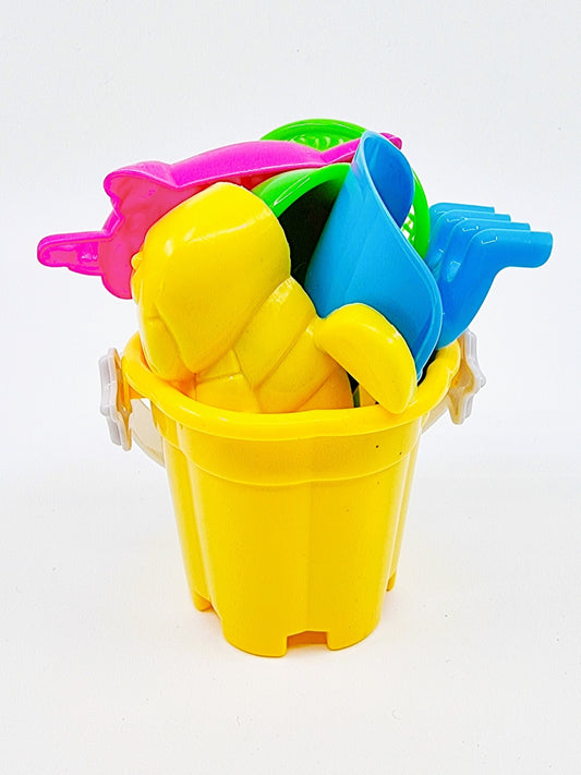 Petit seau de plage avec accessoires (7 pièces) - Jaune