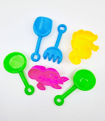 Petit seau de plage avec accessoires (7 pièces) - Bleu