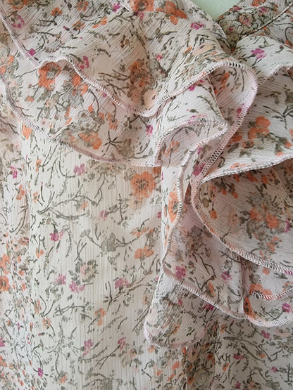 Blouse fleurie à volant (SIZE : 48)