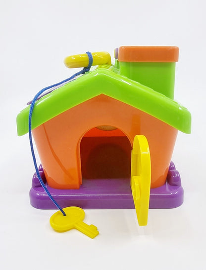 Maison colorée avec ses 3 personnages