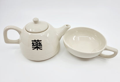 Théière & tasse - Céramique beige