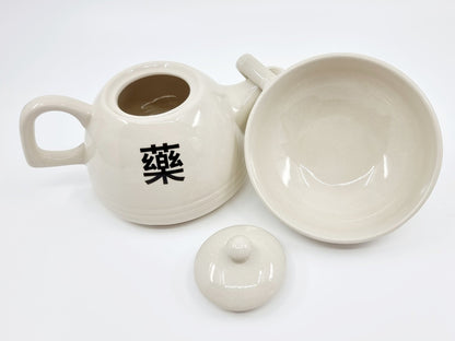 Théière & tasse - Céramique beige