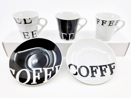 Tasse & sous-tasse - black & white coffee (2x6 pièces)