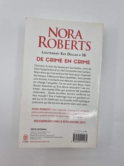 Livre - Lieutenant Eve Dallas - Tome 38 : De crime en crime