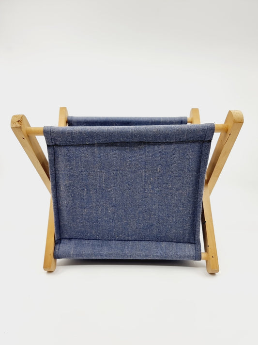 Porte-revues pliable en toile et bois