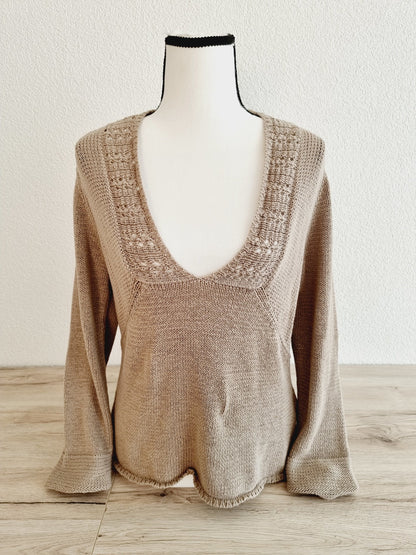 Pull en tricot col en V (SIZE : L)