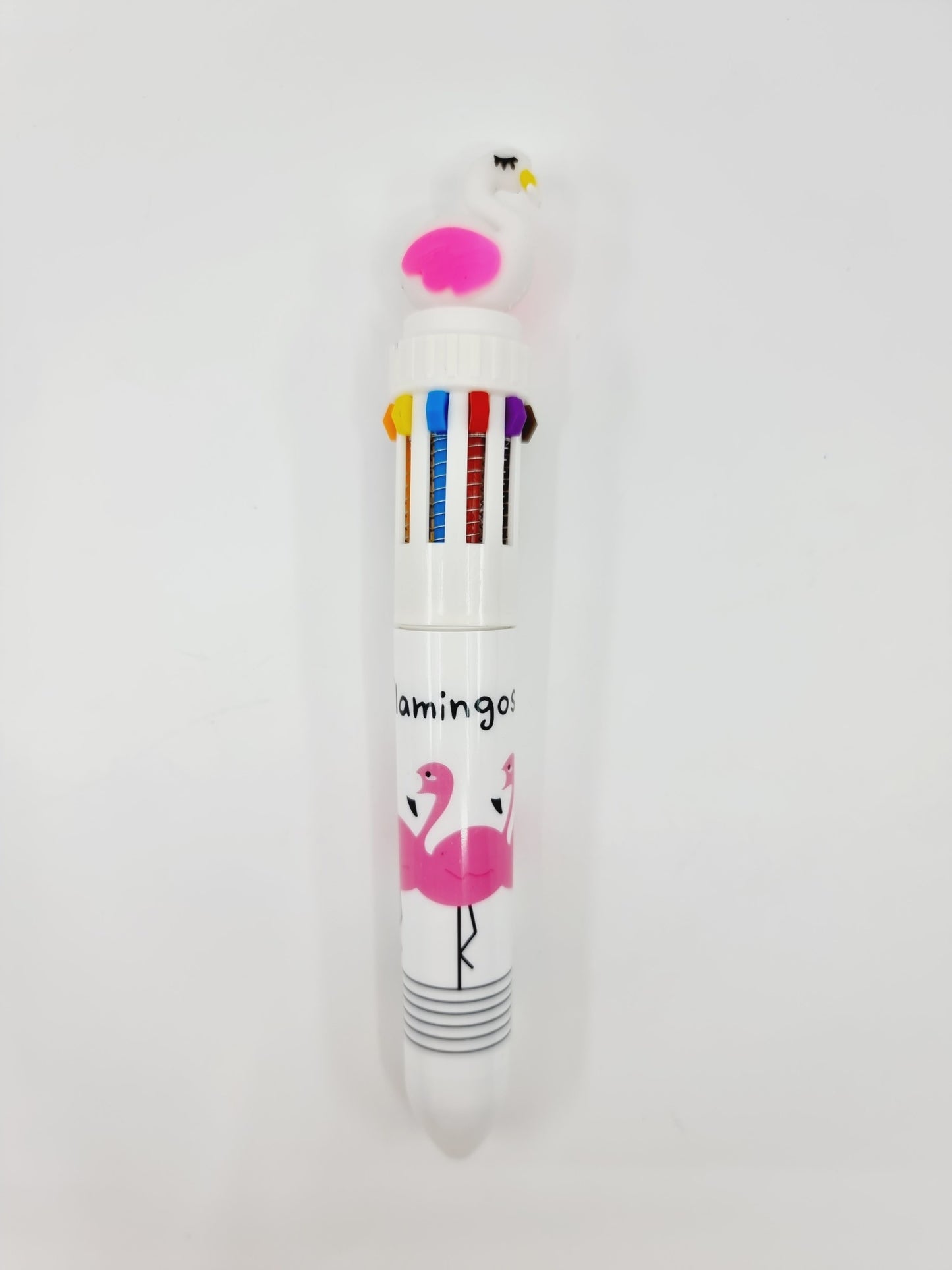 Stylo à bille 10 couleurs - flamant