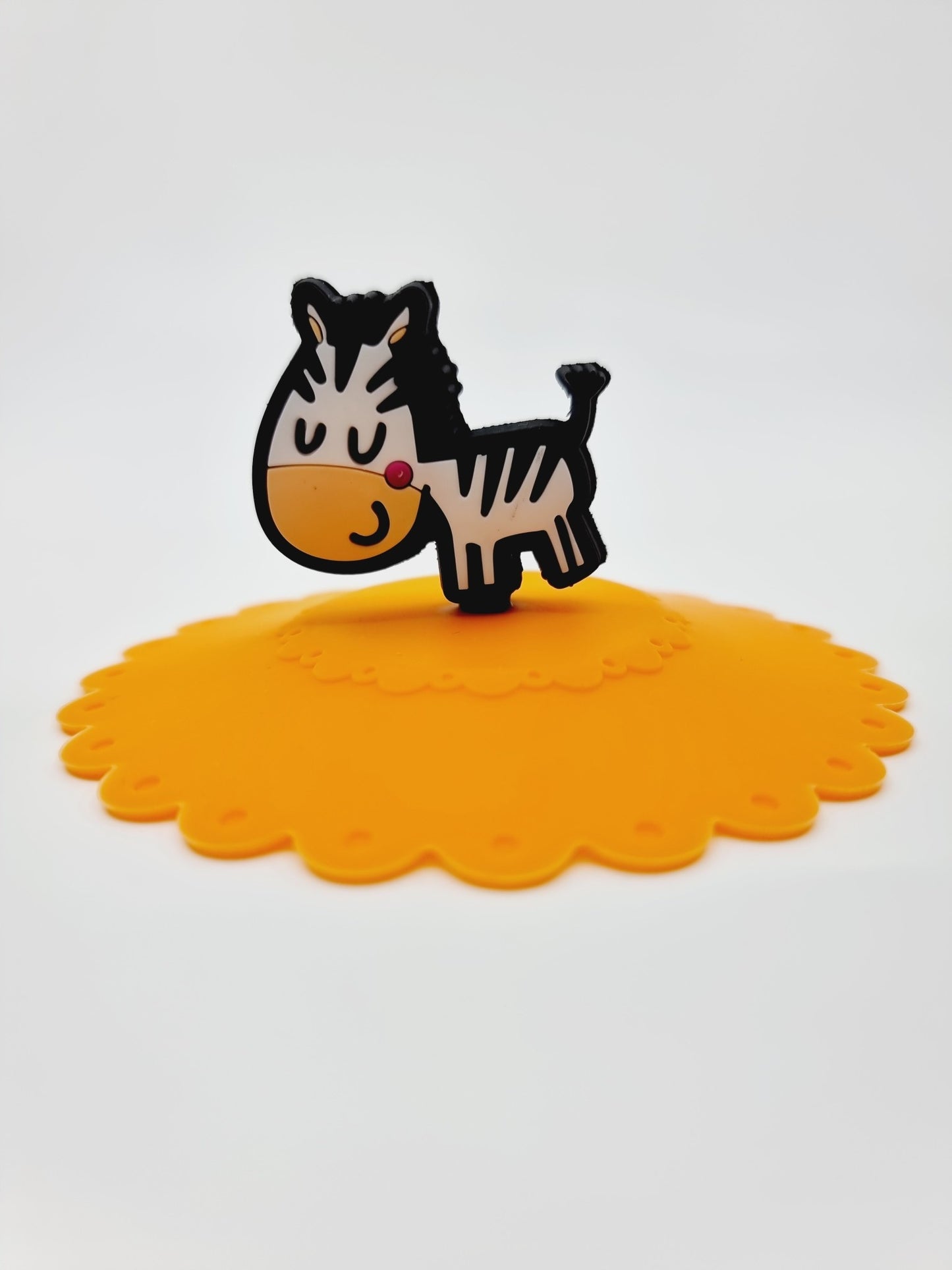 Couvercle en silicone pour tasse - orange/zèbre