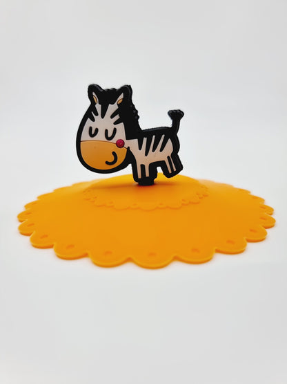Couvercle en silicone pour tasse - orange/zèbre