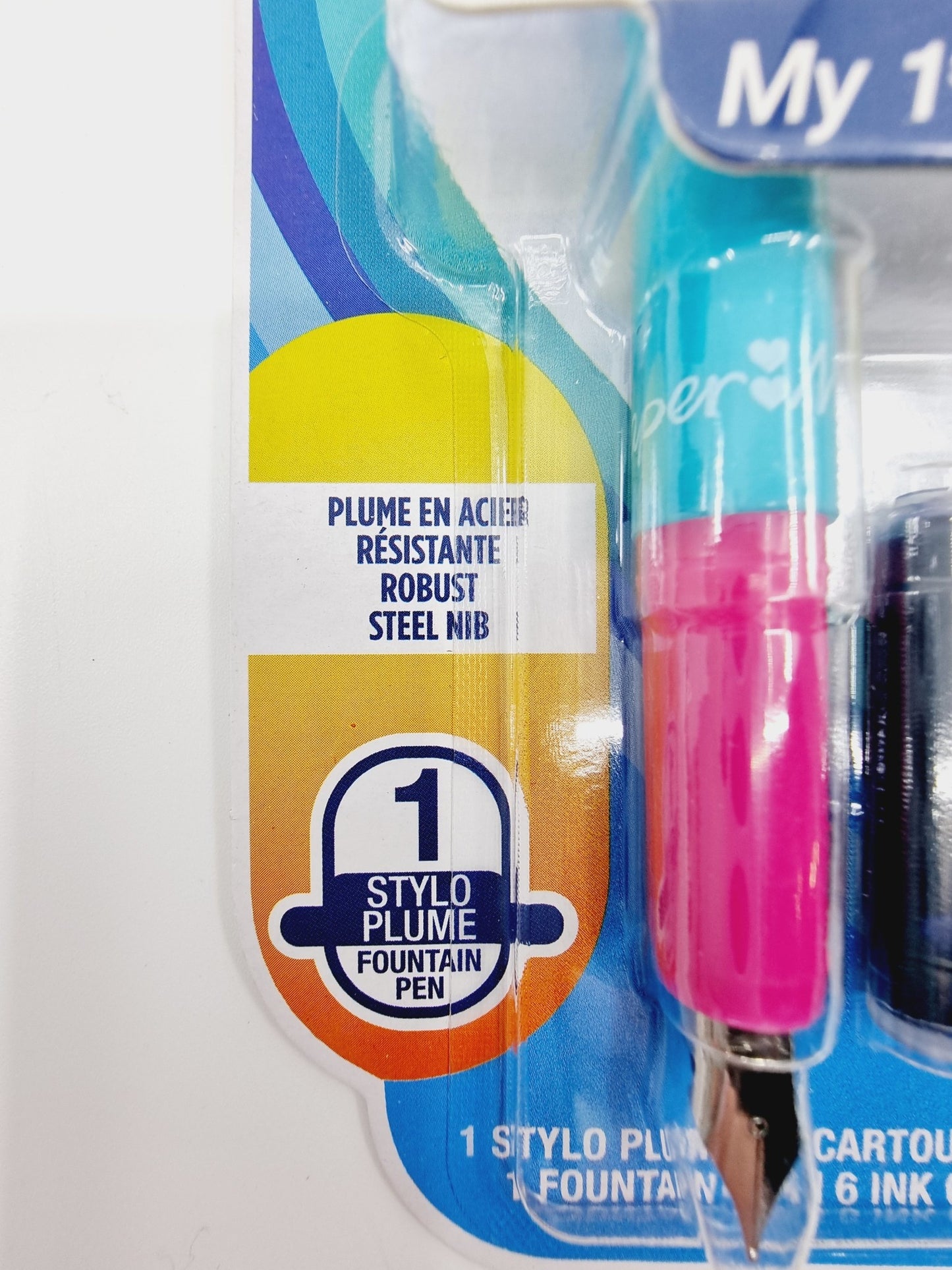 Stylo plume - bleu/rose