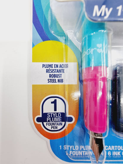 Stylo plume - bleu/rose