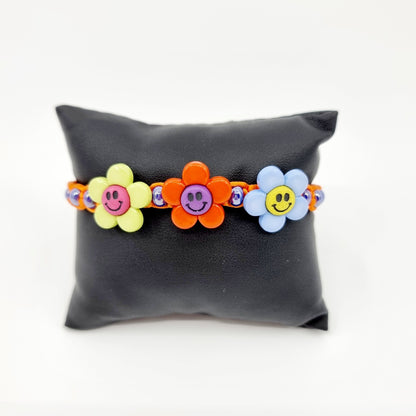 Bracelet - orange/trio de fleurs