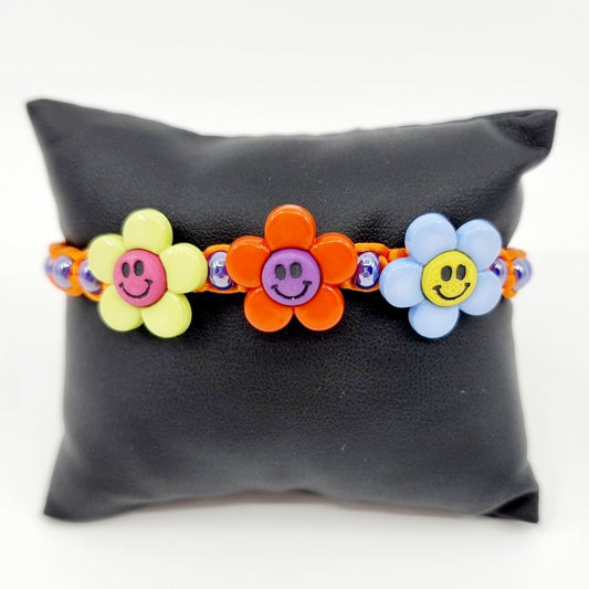 Bracelet - orange/trio de fleurs