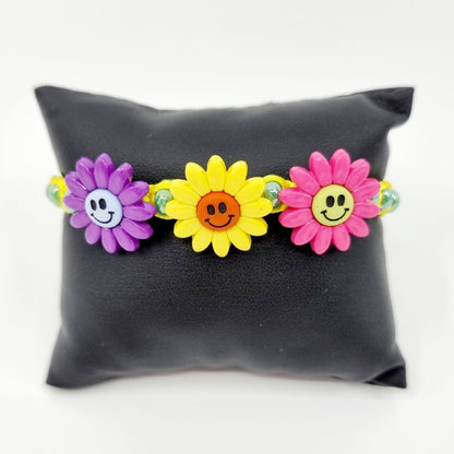Bracelet - jaune/trio de fleurs