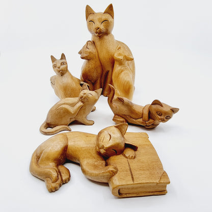 Lot de chats en bois (6 pièces) (Modèle n°19)