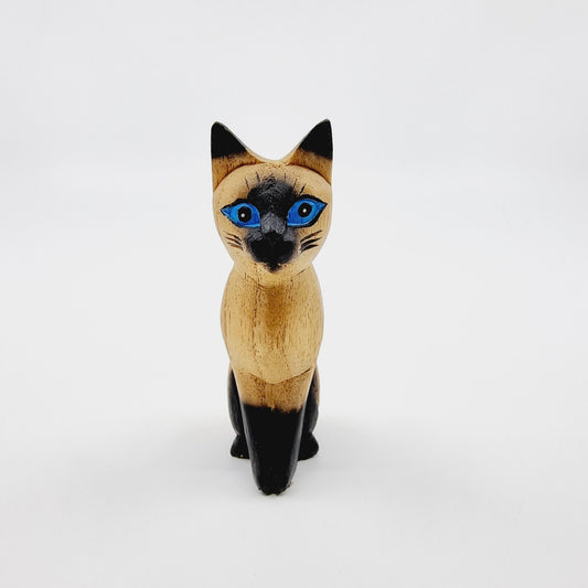 Chat en bois aux yeux bleus  (Modèle n°31)