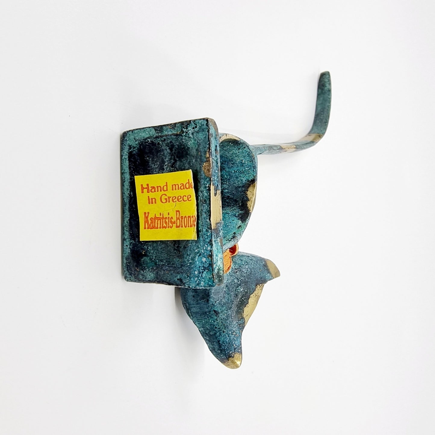 Porte-bagues chat avec noeud en bronze bleu (Modèle n°40)