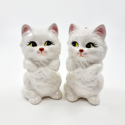 Salière et poivrière - chat blanc aux yeux jaunes (Modèle n°82)
