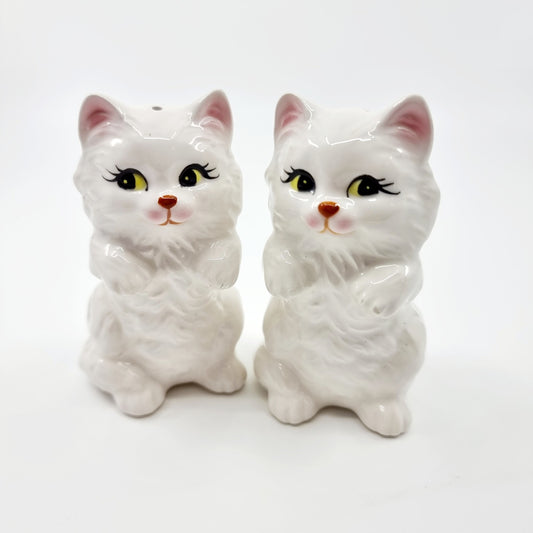 Salière et poivrière - chat blanc aux yeux jaunes (Modèle n°82)