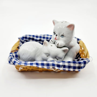 Salière et poivrière - chats dans leur panier (Modèle n°81)