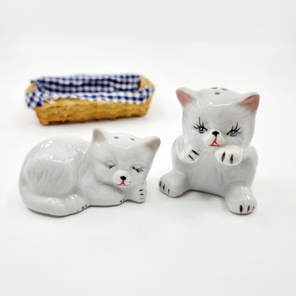 Salière et poivrière - chats dans leur panier (Modèle n°81)