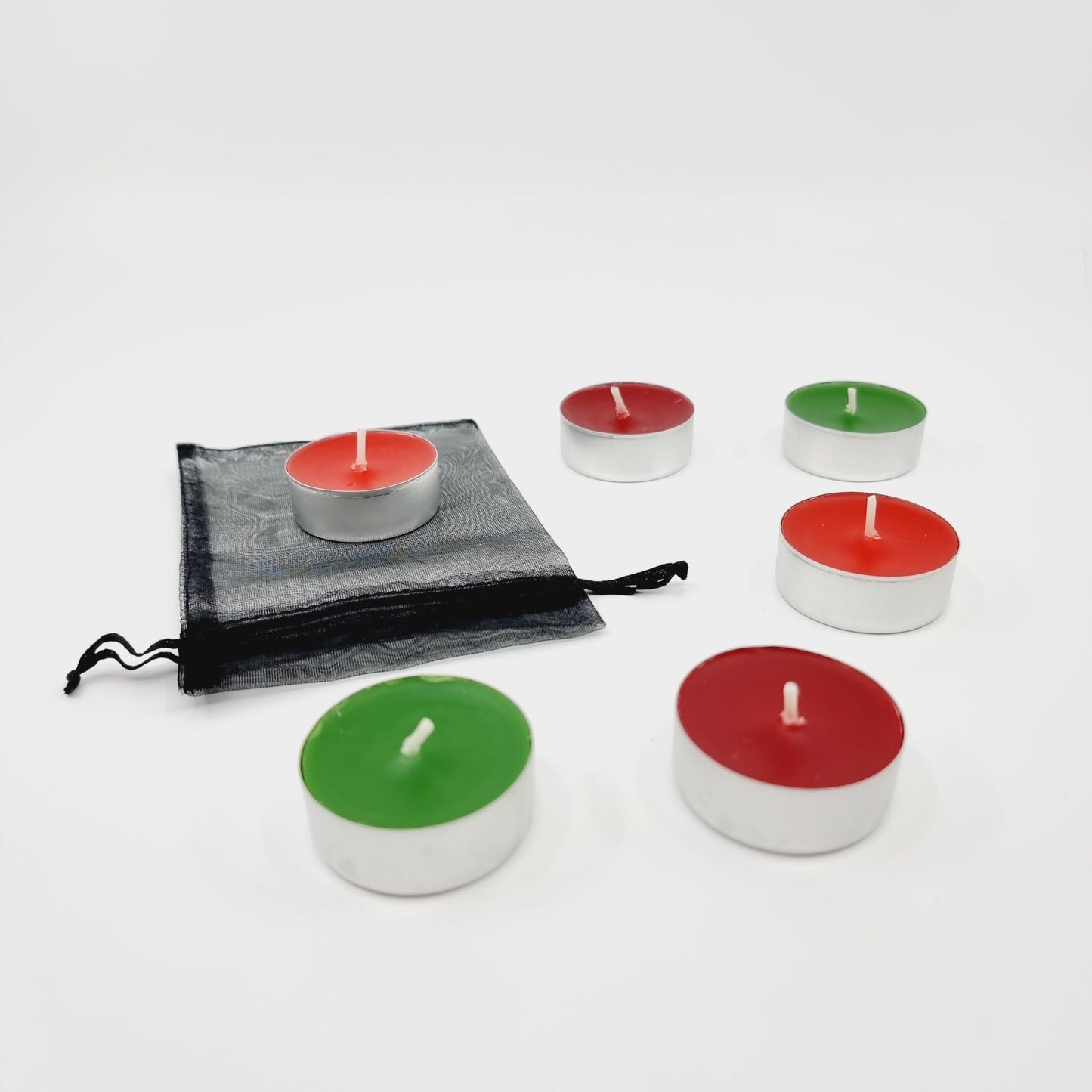 Lot de 6 bougies à réchaud parfumées & colorées dans une pochette