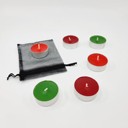 Lot de 6 bougies à réchaud parfumées & colorées dans une pochette