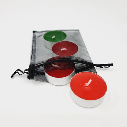 Lot de 6 bougies à réchaud parfumées & colorées dans une pochette