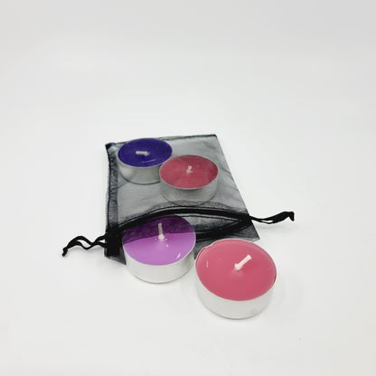 Lot de 6 bougies à réchaud parfumées & colorées dans une pochette