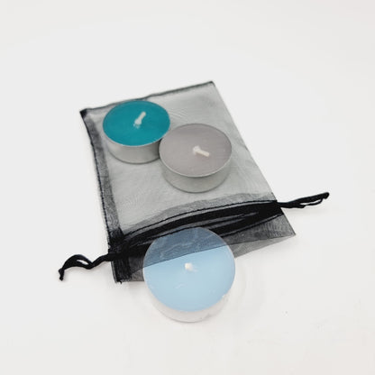 Lot de 6 bougies à réchaud parfumées & colorées dans une pochette