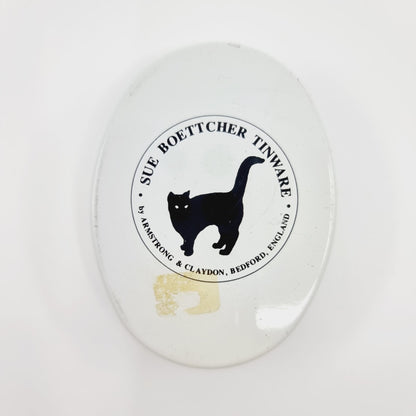 Petite boîte en métal - Chat noir avec fleurs rouge (Modèle n°46)