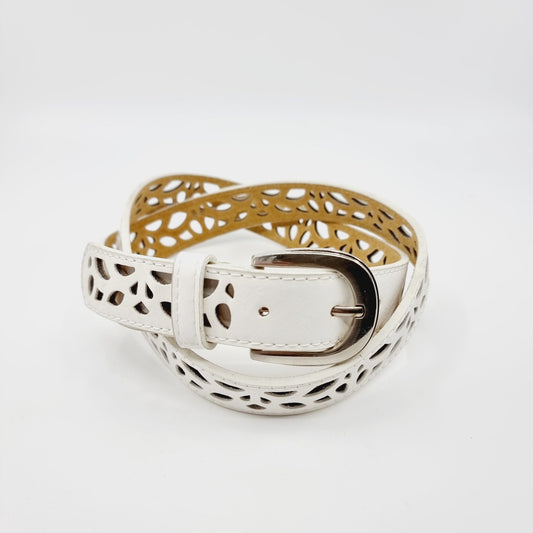 Ceinture blanche en cuir (SIZE : 90 cm)
