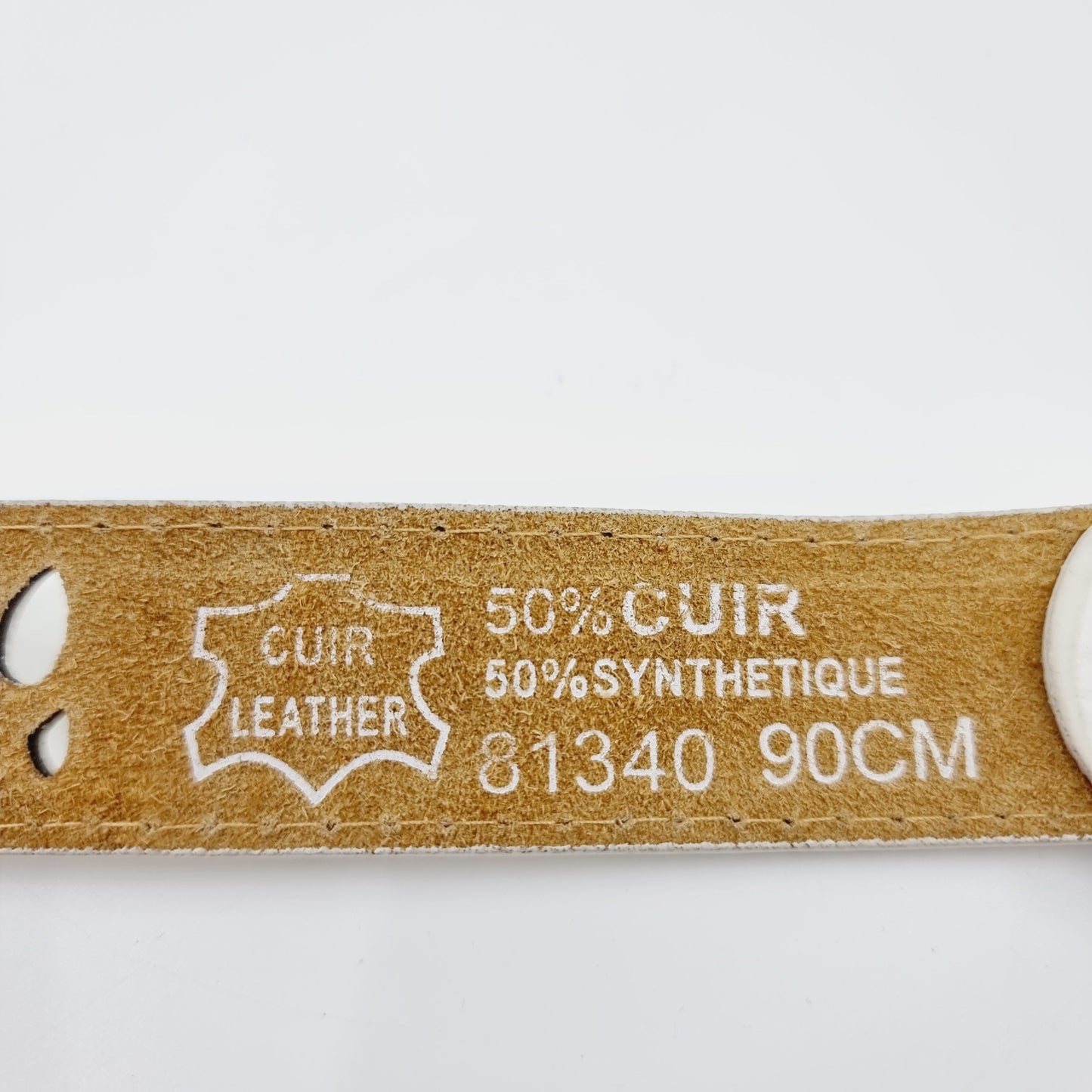 Ceinture blanche en cuir (SIZE : 90 cm)