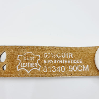 Ceinture blanche en cuir (SIZE : 90 cm)
