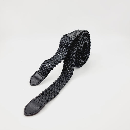 Ceinture tressée noire (SIZE : 2 x 100 cm )