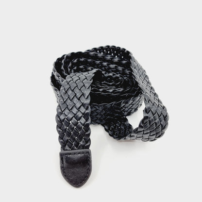 Ceinture tressée noire (SIZE : 2 x 100 cm )
