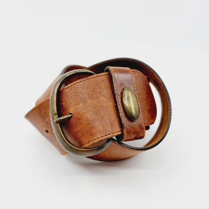 Ceinture large cognac  en cuir (SIZE : 75 cm)