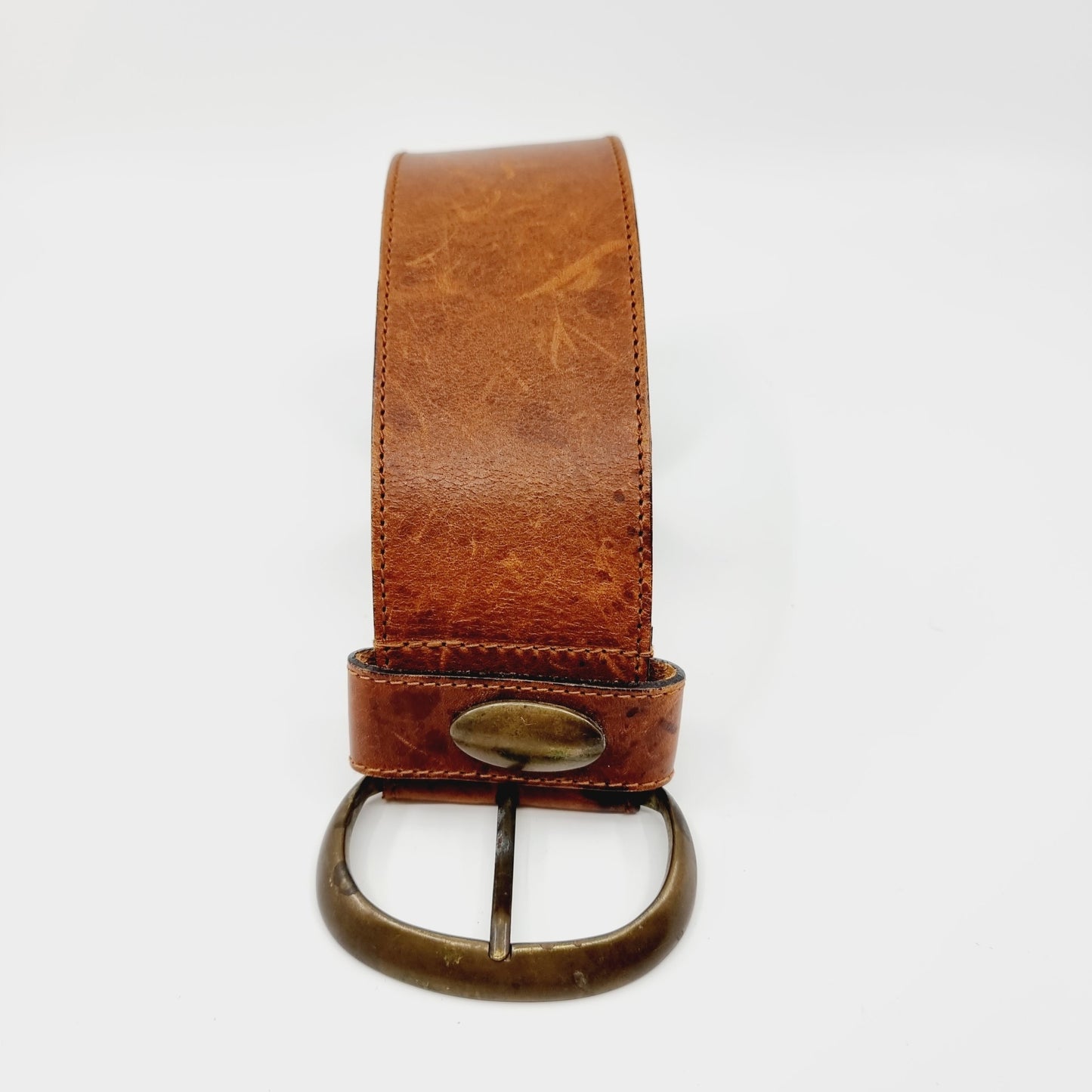 Ceinture large cognac  en cuir (SIZE : 75 cm)