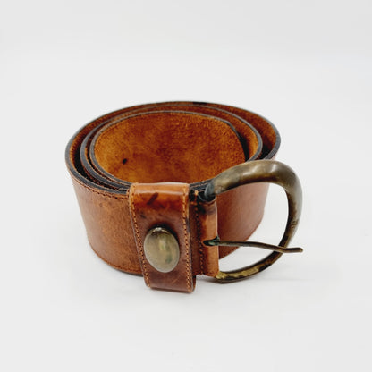 Ceinture large cognac  en cuir (SIZE : 75 cm)