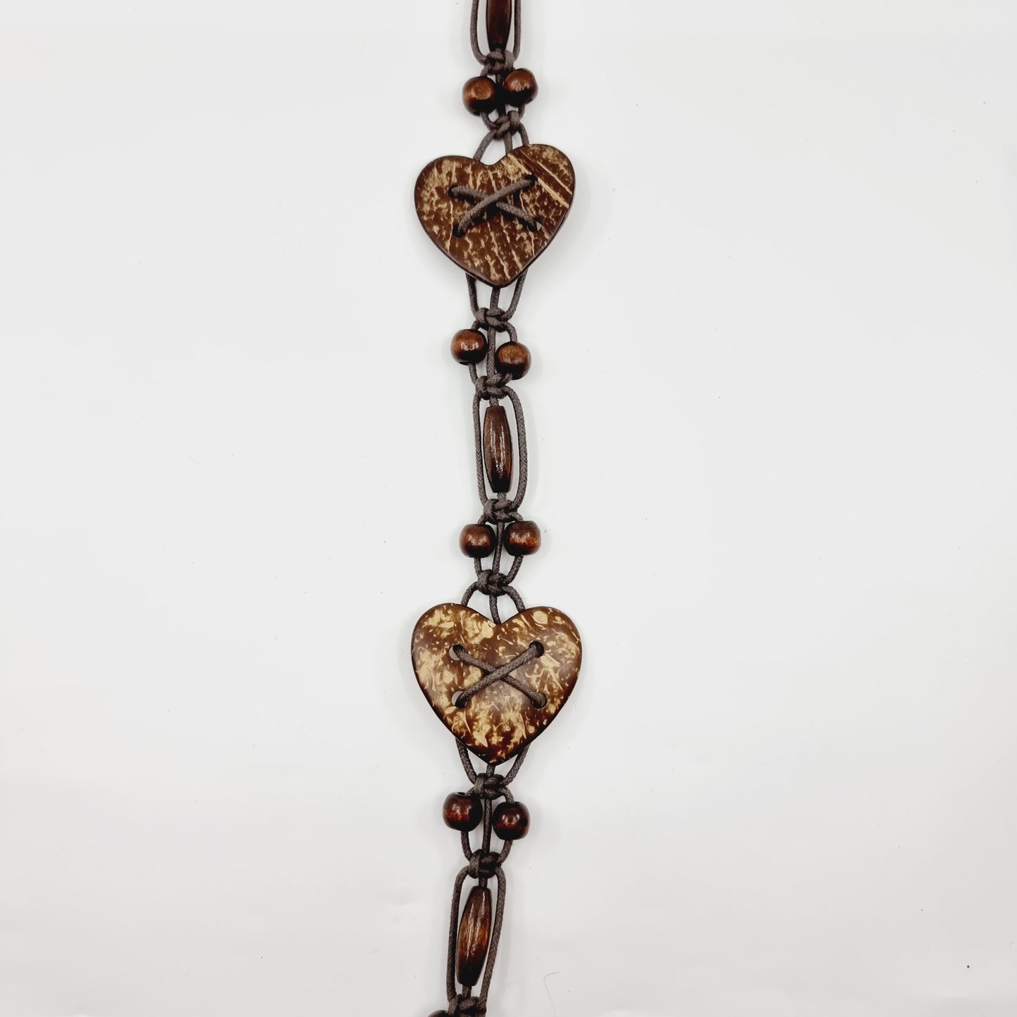 Ceinture ficelle avec coeur en noix de coco et perles (SIZE : 80 cm)