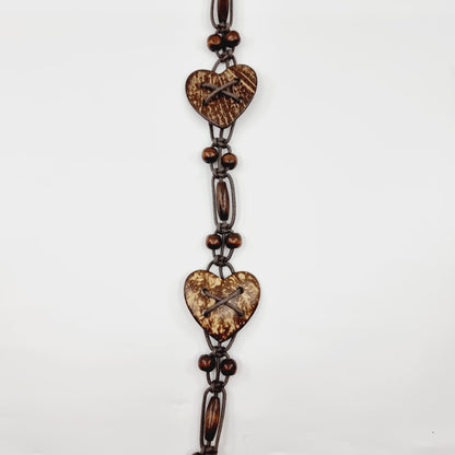 Ceinture ficelle avec coeur en noix de coco et perles (SIZE : 80 cm)