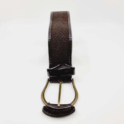 Ceinture marron en tissu et simili cuir (SIZE : 85 cm)