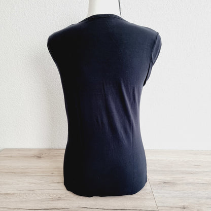 T-shirt noir col rond et manches longues (SIZE : XS)