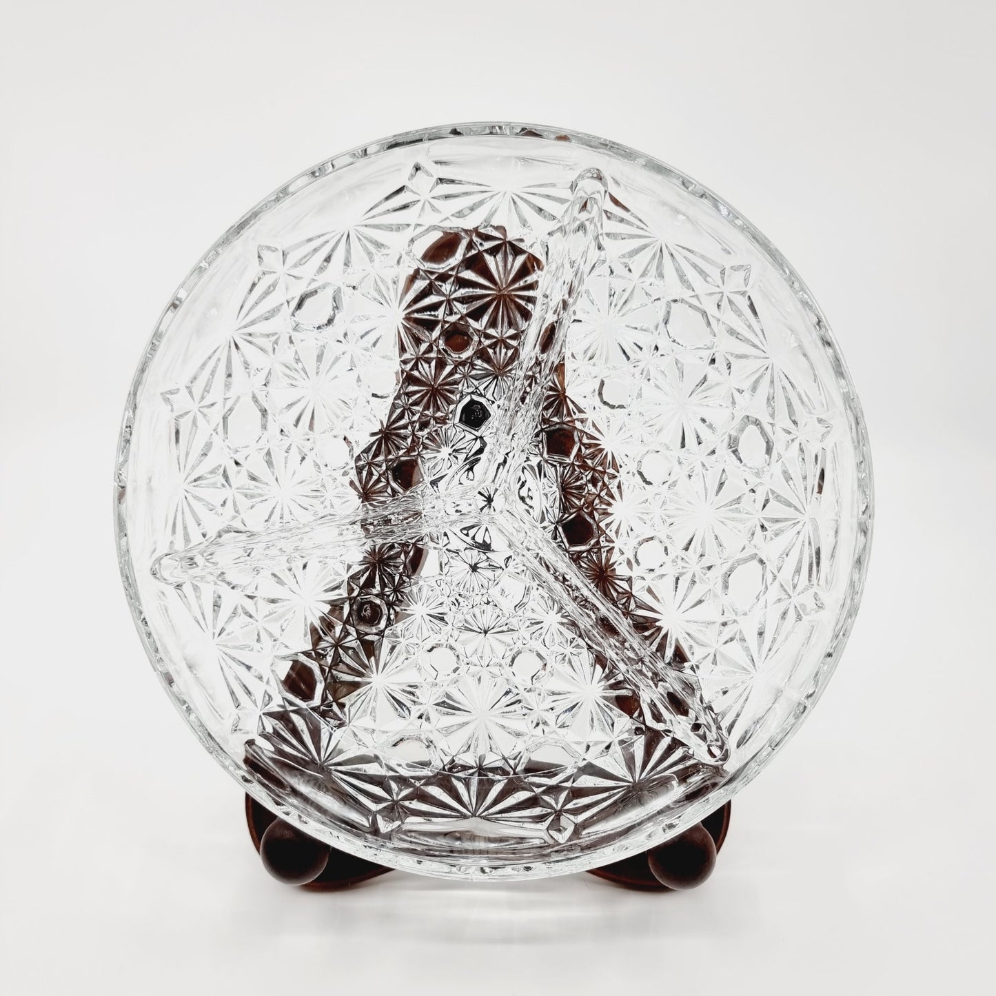 Plat à 3 compartiments en verre taillé