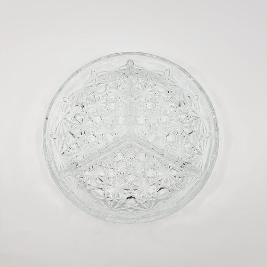 Plat à 3 compartiments en verre taillé