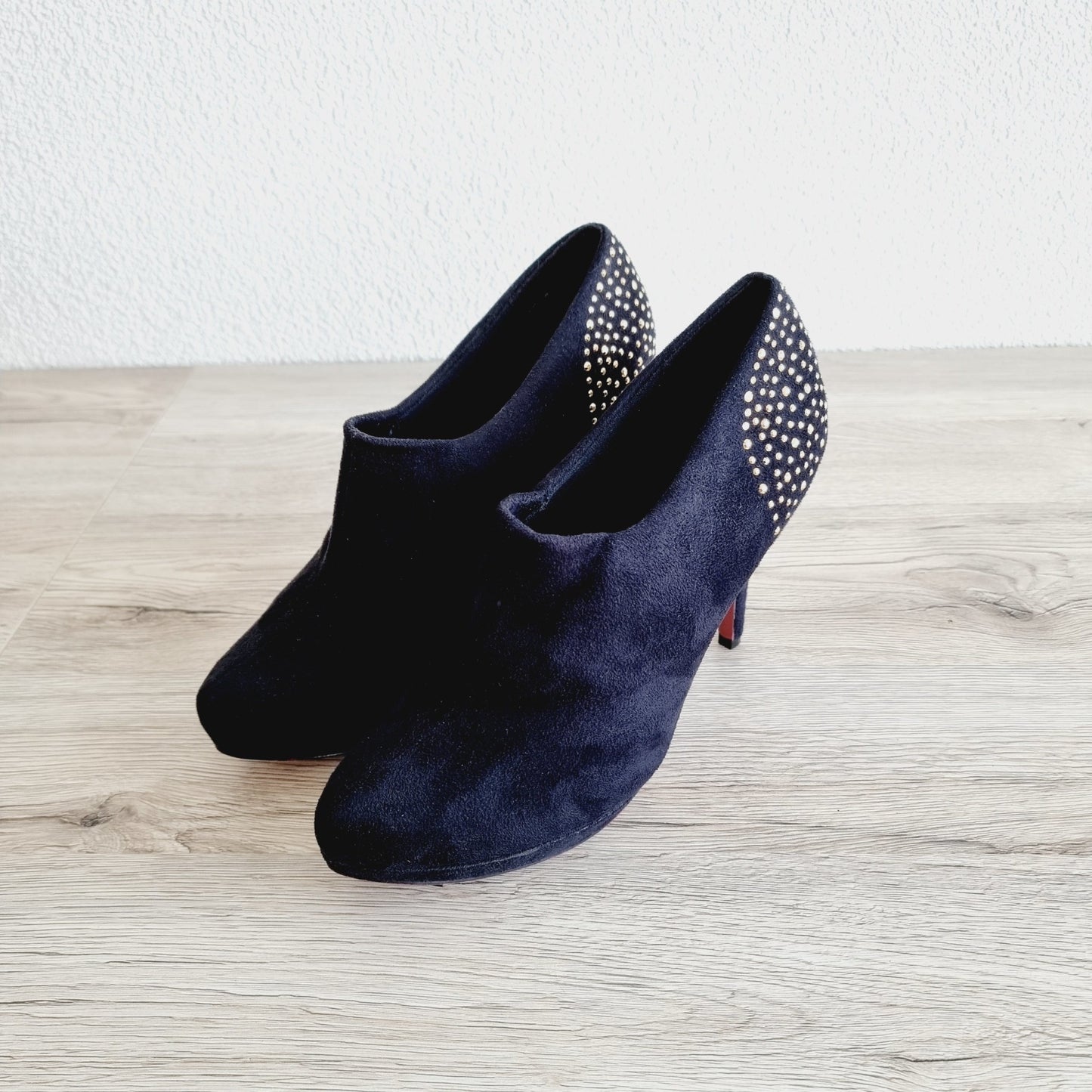 Bottine noire à talon & strass (Pointure : 41)