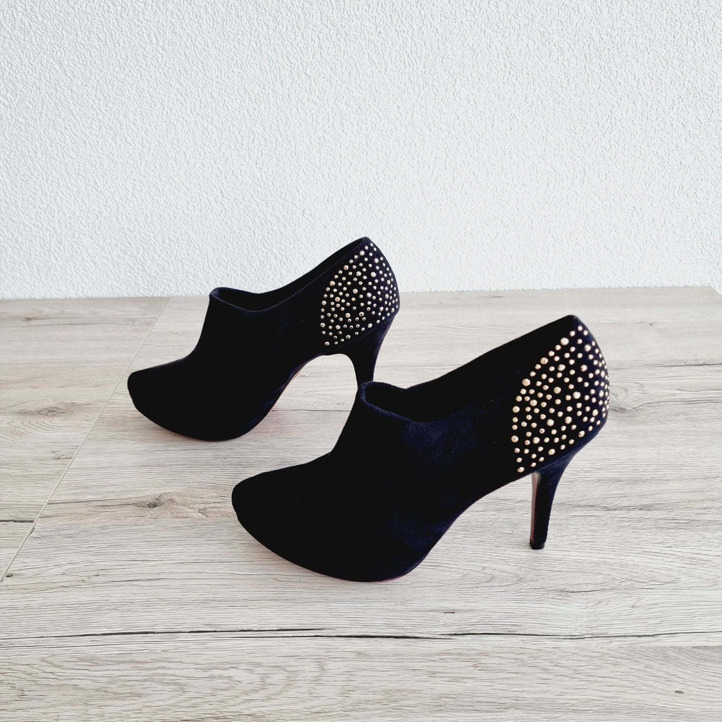 Bottine noire à talon & strass (Pointure : 41)