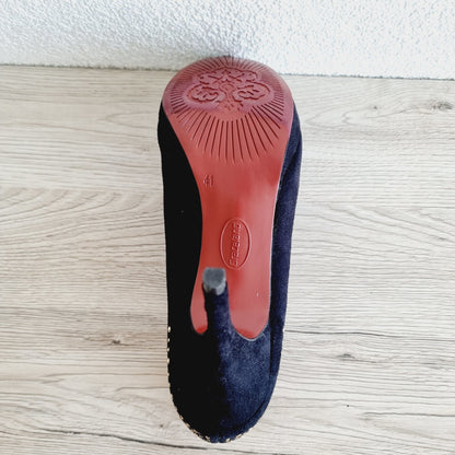 Bottine noire à talon & strass (Pointure : 41)