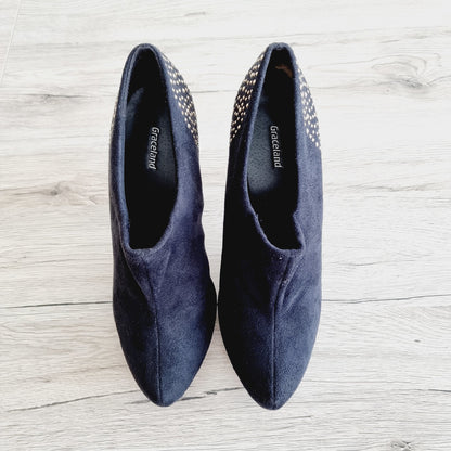 Bottine noire à talon & strass (Pointure : 41)