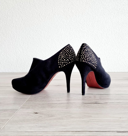 Bottine noire à talon & strass (Pointure : 41)